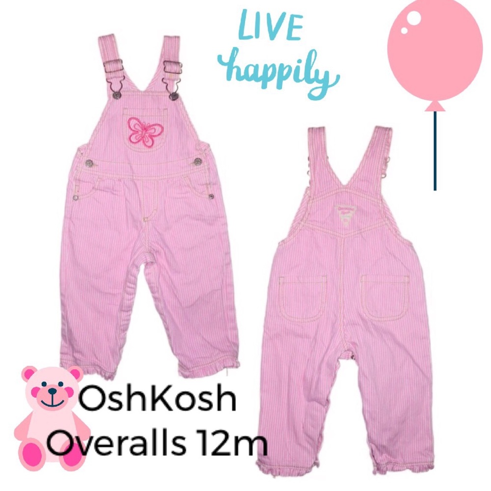 Girl’s OshKosh Pink Denim Overall Pants Size 12m
